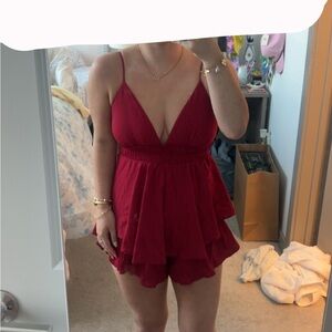 Cotton Candy Vibrant Red Romper